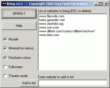Screenshot of Bring